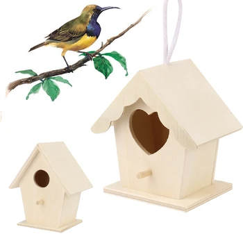 Puidust Mini Linnu Puurist Väljas Rippus Birdhouse Kasti Aed Bird Puurid Kodu Õue Kaunistamiseks Lind Toodete Puidust Lindude Papagoi Pesa