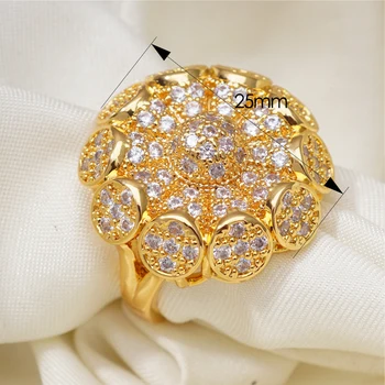 Pulmad kollase kullaga täidetud suured rõngad naiste anillos mujer bagues pour femme kivi ring, meeste ehted bague homme accesorios 95643