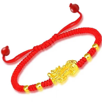 Punane Must Trossi Käevõru Paar Ehted Kollase Kulla Värvi Feng Shui Pixiu Käsi-Kett Õnnelik Punutud Köis Ehted Meestele Naistele