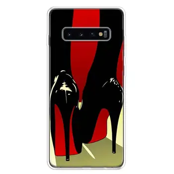 Punased Kõrge Kontsaga Kingad Pehmest Silikoonist Telefon Case For Samsung Galaxy S10 S20 S21 FE Lisa 10 9 8 S8 S9 Plus Lite Ultra S7 + Coque 73027