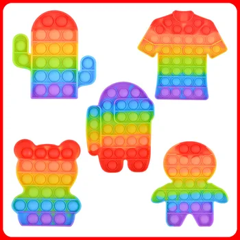 Push, Pop See Fidget Reliver Stressi Mänguasjad Rainbow Bubble Antistress Täiskasvanud Lastele Meele Pigistada Mänguasi Popit Mänguasja Kast