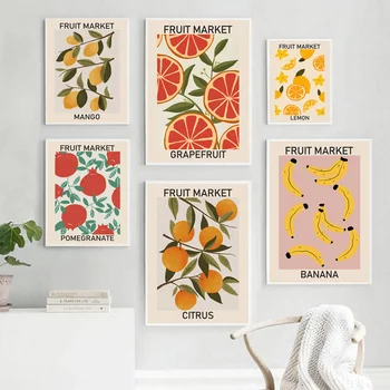Puu-Turu Kirss Sidruni -, Pirni-Banaani, Apelsini-Vintage Plakatid Ja Pildid Seina Art Lõuend Maali Seina Pilte Köök Decor