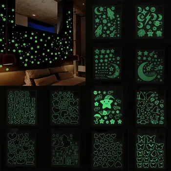Päevavalgus Seina kleebised 3D Tähed Dots Helendav DIY Seina Kleebis Magamistuba, Laste Tuba Teenetemärgi Kuma Pimedas Loomade Kleebised Uus
