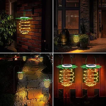 Päikese Ananassi Lamp Aias Tuled Väljas Dekoratiivsed Veekindel Rippuvad LED Latern Aed, Hoovis Terrass Muru Puu Soe Valge