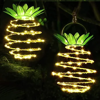 Päikese Ananassi Lamp Aias Tuled Väljas Dekoratiivsed Veekindel Rippuvad LED Latern Aed, Hoovis Terrass Muru Puu Soe Valge