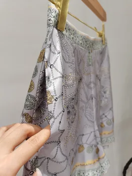 Päris Silk Prindi Suvel Lühikesed Püksid Naiste Raja Vintage Kõrge Kvaliteedi Trendikas Ins Kohandatud Euroopa Stiilis Disainer Naiste Lühikesed Püksid