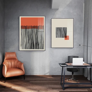 Põhjamaade Abstraktne Geomeetriline Muster Plakat Kollane Oranž Joon Lõuendile Maali Seina Art Prints Pilte elutuba Home Decor 127349