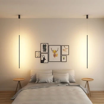 Põhjamaade Minimalism Pikk Stip Seina Lamp elutoas Rippus Tuled Magamistoa voodi kõrval Lamp Köök Vahekäiguga põhjal Võistluskalendri LED Home Decor
