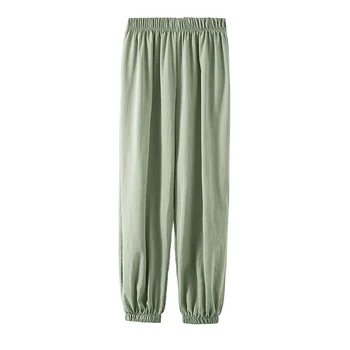 Püksid Naiste Kõrge vöökoht Õhuke suvine Elastne Vöökoht Lahti Pahkluu pikkus roheline Haaremi Püksid