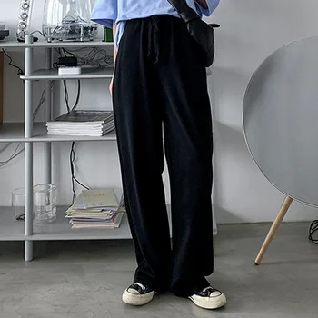 Püksid Naiste Minimalistlik Värviga Ulzzang Tänaval Otse Täispikk Naiste Püksid Elastne Vöökoht Vaba Aja Veetmise Iga Päev Hipster Basic