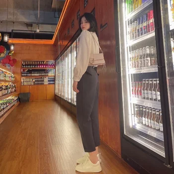 Püksid Naiste Mood Tahked Värvi Tiivad Vabaaja Slim Pikad Püksid Stiilne Äri Mujer Retro Vöö Korea Stiilis Elegantne Suve