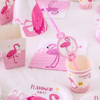 QIFU Flamingo Ühekordsed Nõud Plaat Cup Õled Flamingo Partei Teenetemärgi Suve Poole Asjade Flamingo Kaunistamiseks Pulmad