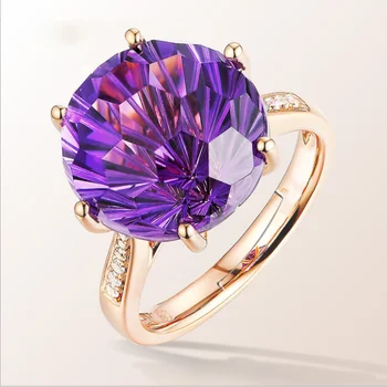 QTT 925 Hõbe Sõrmus Naistele Eternity Purple CZ Roosa Kuld Rõngad Trendikas Suur Kristall Armas Ringi Avatud Resizable Vintage Ringi
