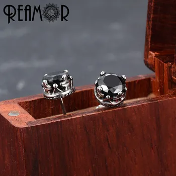 REAMOR Klassikaline Ring Kuupmeetri Tsirkooniumoksiid Crown Kõrvarõngad Naistele Väike CZ Crystal Meeste Naastud Kõrva Poole Mens Kõrvarõngad 3 Paari