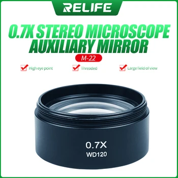 RELIFE 0.5 X 0.7 X Trinocular Stereo Mikroskoop, Ajastiga Objektiivi Eesmärk Klaasist Objektiiv Mikroskoopide Osad aksessuaar Barlow Lääts