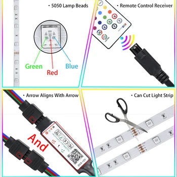 RGB LED Lint, 5M-30M LED Ribad Tuled 20m Bluetooth RGB 5050 12V IR Remote Muusika Paindlik Lindi Tubade Seina-Magamistuba Teenetemärgi