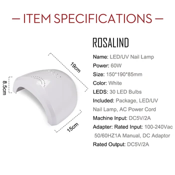ROSALIND LED Küünte Lamp Kuivatamine Küüned UV Lambi Ravi Geeli Küünte poola 30/60/99s Taimer, Automaatne Tulede Küünte Kuivatid Maniküüri-Tööriistad 125278