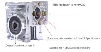 RV030 Uss käik reduktor Vähendamise suhe 5:1 80:1 sisend 11mm võlli jaoks NEMA23 Stepper Mootor