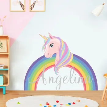 Rainbow Unicorn Seina Kleebised Lapsed Toas Tüdrukute Magamistoa Aken Lasteaed Decor Sünnipäeva Kingitus Seina Kaunistamiseks