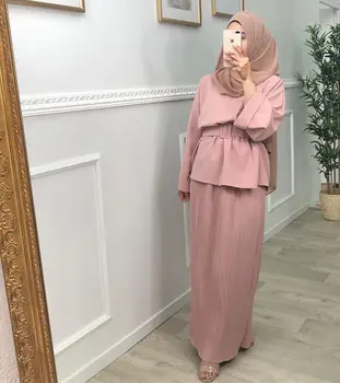Ramadan 2 Tööd Naistele, Moslemi Komplekti Plisseeritud Seelik Kleit Türgi Abaya Dubai Eid Mubarak Islam Seal Kaftan De Moda Musulmana Komplektid