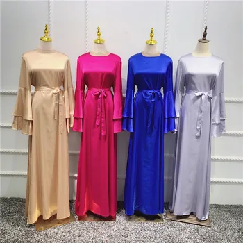 Ramadan Eid Mubarak Moslemi Mood Siidist Riideid Naiste Abaya Dubai Türgis Islam Hijab Kleit Vestidos Rüü Musulmane Longue F2878