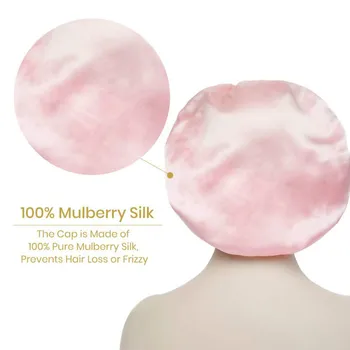 Reaalne Mulberry Silk 19 Momme silk magab mütsid Traceless Poole Elastne Korter Öö ühise Põllumajanduspoliitika Lokkis Ja Pikad Juuksed