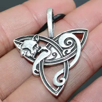 Rebane Koos Kolmainsuse Sümbol Iiri Sõlm Amulett Viking Loomade Pagan Talisman Mens Naiste Kaelakee