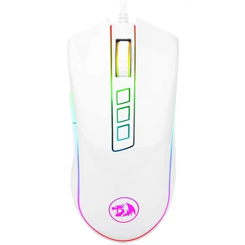 Redragon M711 Cobra Gaming Mouse 16,8 Miljonit RGB Taustavalgustusega 10000 DPI Reguleeritav Mugav Käepide 7 Programmeeritavat nuppu Valge