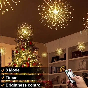 Remote LED Plahvatav Täht Ilutulestik String Tuled Väljas 8 Režiimid Jõulud Vanik Haldjas Tuled Pool Baar Aia Kaunistamiseks