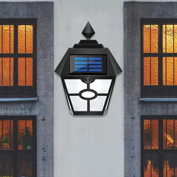 Retro Hex 28LED Solar Lamp Dünaamiline Falme IP65 Väljas Garden Villa Tee Maa Maastik seinavalgusti