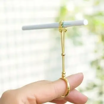 Retro Sigareti Omanik Ring Kaadri Tõusis Metallist Sõrme Clip Kaasaskantav Daamid Mens Sigareti Omanik Suitsetamine Set Suitsetaja Ringi Kingitus