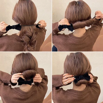 Retro Vibud klambri külge Tüdrukute Fikseeritud juuksed Scrunchies Hairclip Kohev Meatball Hairband Fashion Juuste Aksessuaarid 105052