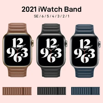 Rihm apple watch band Nahast link aasa 44mm 40mm iWatch seeria 6 SE 5 4 3 2 1 watchbands käevõru 42mm 38mm Wristbands