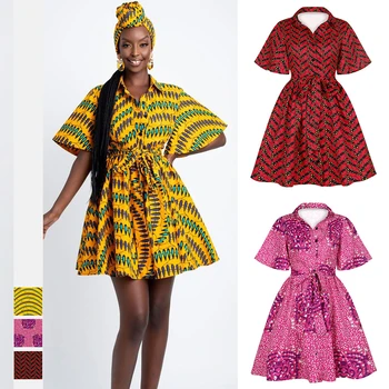 Riided Naistele Aafrika Ankara Ankara Riie Nigeeria Dashiki Kleit Vetement Femme 2021 Etioopia Midi Kleit V Kaelus Kampsun