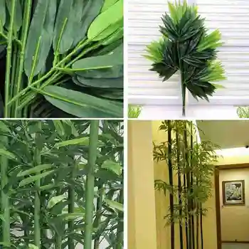 Roheline 20-lehed Väikesed Bambusest Oksad Ja 10 Kunstlik Väikesed Lehed Bambusest Teenetemärgi M5A5