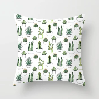 Roheline Palnts Visata padjapüür Cactus Geomeetria Flora padjakatted on Kodus Diivan Tool Dekoratiivsed Padjapüürid Komplekt