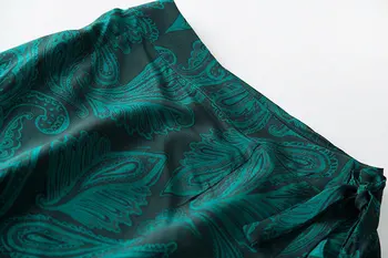 Roheline Silk Merineitsi Seelik Troopiliste Vihmametsade Ebaregulaarne Disaini Mõttes Üksteise Peal Ruffled Trükitud Mooruspuu Siid