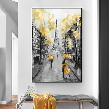 Romantiline Paar Eiffeli Torn Lõuend Maalid Kunsti Plakatid ja Pildid Referaat Pariisi Maastiku Seina Pildid elutuba