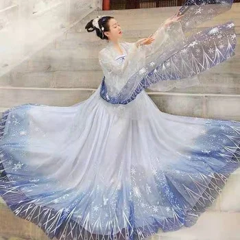 Roosa Hanfu Naiste Haldjas Kostüüm Cosplay Hiina Traditsiooniline Kleit Set Sära Pluss Suurus Äärisejoon Naiste Rõivad