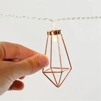Rose Gold LED Diamond Haldjas String Kerge Retro Raud Metall Poole Pulm Jõulud Kodu Kaunistamiseks Laterna String Lamp