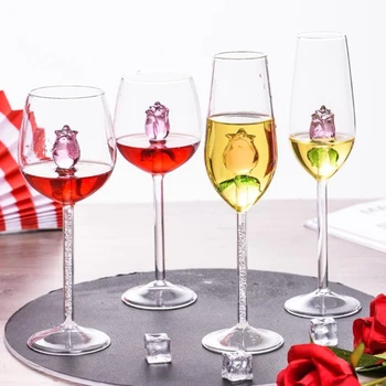 Rose Veini Klaasid Kruusid koos Rose Sees Veini Klaas Suur Nädal Kingitused Sünnipäeva Pulmapidu Jõulud Tähistamine 35ED