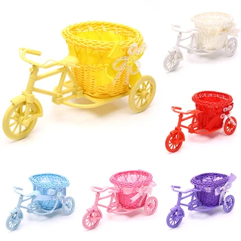 Rotangist Jalgratta Lille Korv Vaas Ladustamise kolmerattaliste Armas Flower Pot Ornament