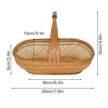 Rotangist Käsitsi Valmistatud Bambusest Toidu Ladustamine Punutud Vitstest Korvi Aed Taim Decor Kodus Lille Vintage Puu-Köögivilja Sahtel