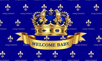 Royal Navy Baby Shower Taustaks Väike Prints Babyshower Pool, Banner Golden Crown Fotostuudio Taust Tabel Seina Kaunistamiseks