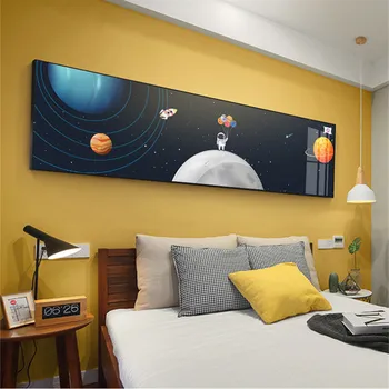 Ruumi Planeedi Raketi Astronaut Star Sun Moon Seina Art Lõuend Maali Nordic Plakat Ja Pildid Seina Pilte Baby Kids Room Decor 89380