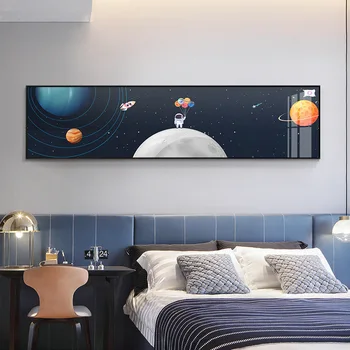 Ruumi Planeedi Raketi Astronaut Star Sun Moon Seina Art Lõuend Maali Nordic Plakat Ja Pildid Seina Pilte Baby Kids Room Decor
