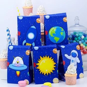 Ruumi Sünnipäeva paberkotid kingikoti Kasuks Kasti Candy Maiuspalad Astronaudid Raketi Universumi Teemaline Sündmus Raviks kohandatud Kott