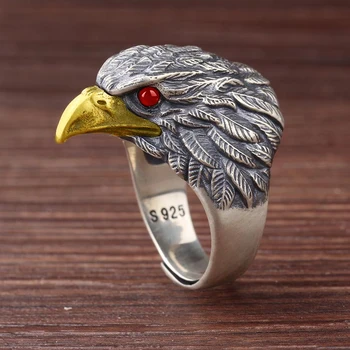 S silver originaalne disain Jaapani ja korea trendikas retro liialdatud võimutsev eagle avamine reguleeritav meeste sõrmus 141290