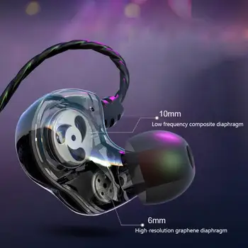 S610 Grafeeni Quad-core Dual Dünaamiline In-Ear Kõrvaklapid 6D Bass Dünaamiline Mobiiltelefoni Peakomplekti