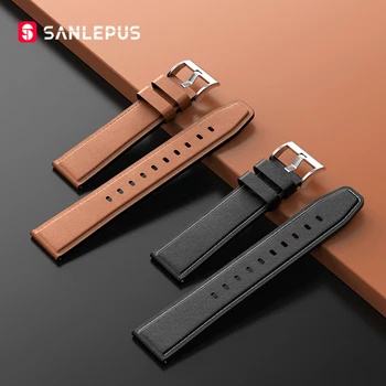 SANLEPUS Kiire Muutus Universaalne Nahast Watch Band Sport Smart Watch Rihm Smartwatch Bänd (22mm)
